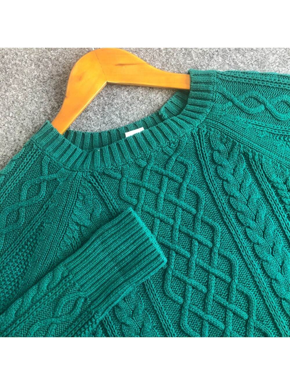 Gap Sweater Womens Small Emerald Green 100% Cotton Crew Neck Cable Knit Y2K